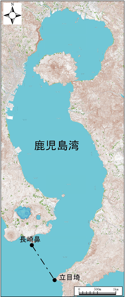鹿児島湾範囲または位置（拡大画像）