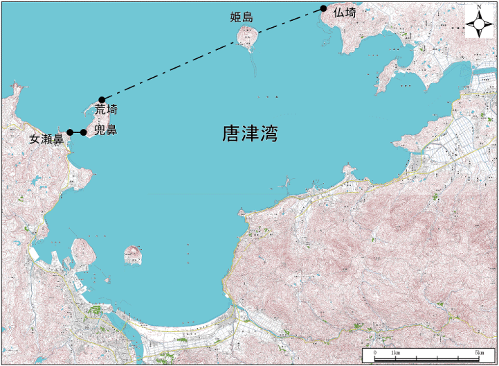 唐津湾範囲または位置（拡大画像）