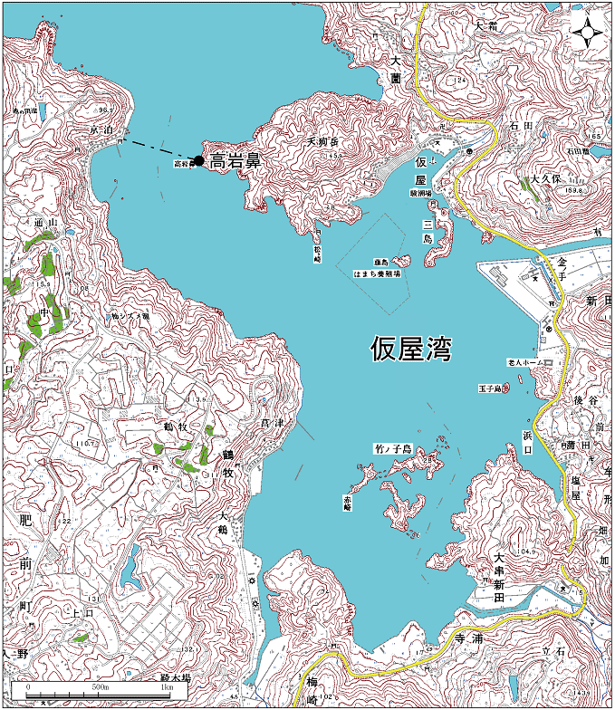 仮屋湾範囲または位置（拡大画像）