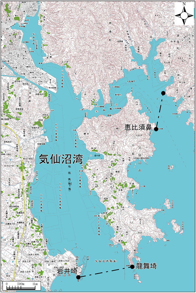 気仙沼湾範囲または位置