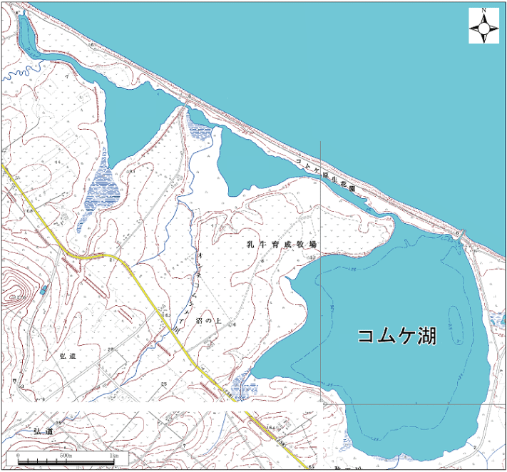 コムケ湖範囲または位置（拡大画像）