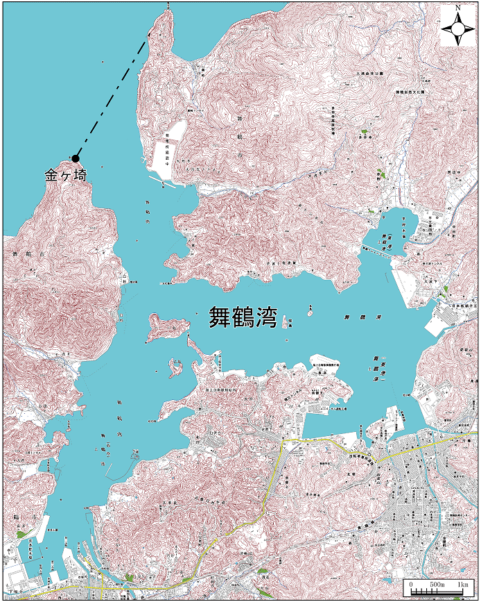 舞鶴湾範囲または位置（拡大画像）