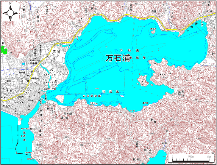 万石浦範囲または位置