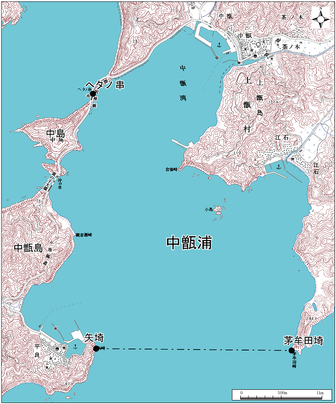 中甑浦範囲または位置（拡大画像）