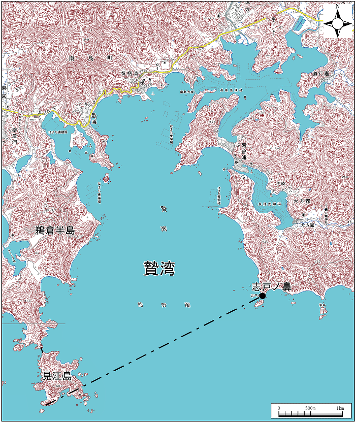 贄湾範囲または位置