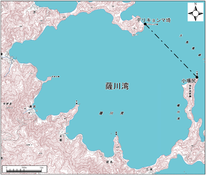 薩川湾範囲または位置（拡大画像）