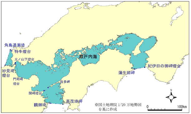 瀬戸内海範囲または位置（拡大画像）