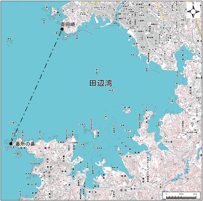 田辺湾範囲または位置（拡大画像）