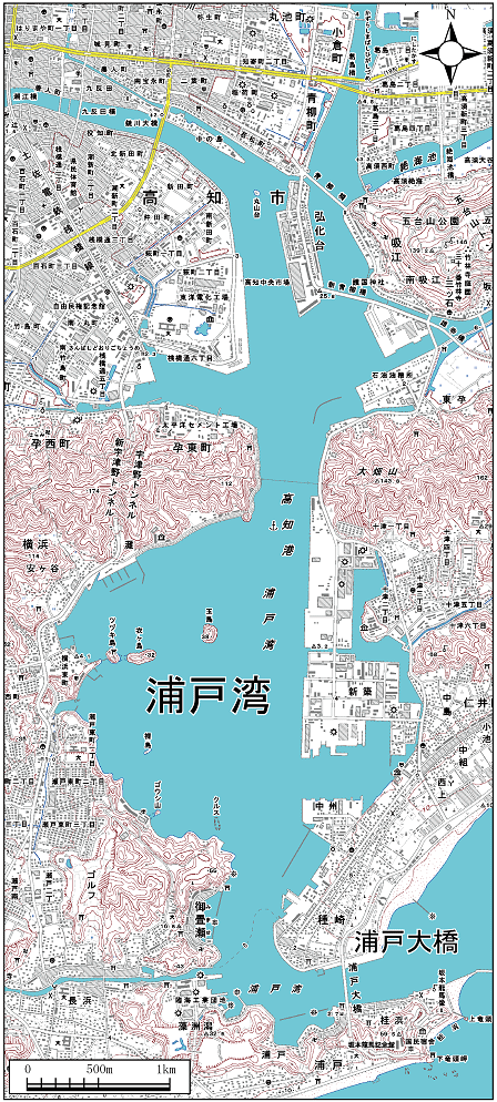 浦戸湾範囲または位置（拡大画像）