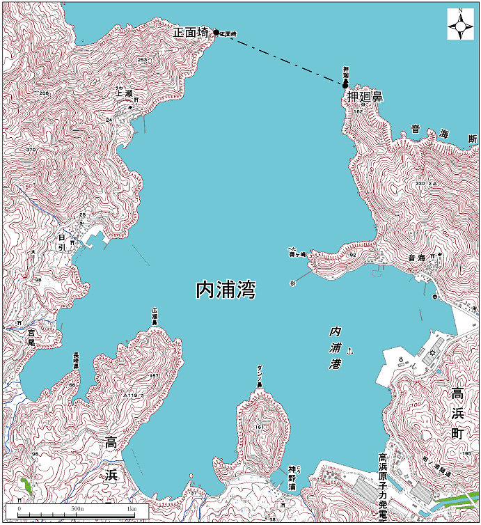 内浦湾範囲または位置（拡大画像）