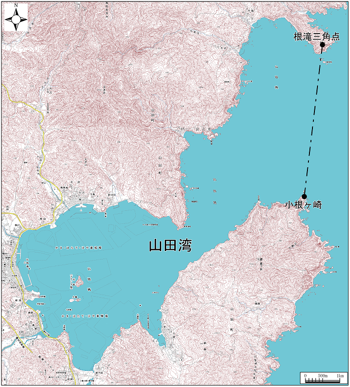 山田湾範囲または位置（拡大画像）