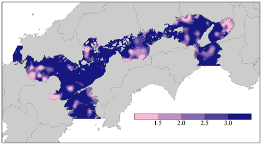 底生生物分布図（マクロベントス多様性指数）