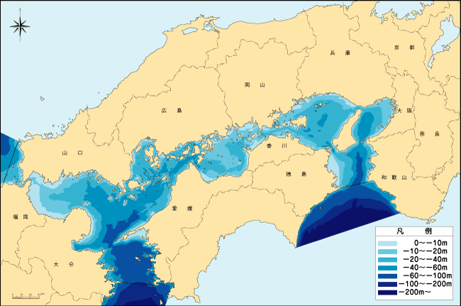 瀬戸内海の水深図