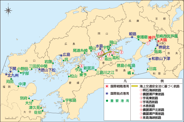 瀬戸内海の港湾・航路（令和３年12月末現在）