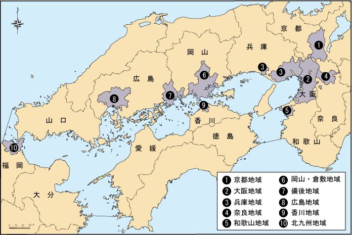 公害防止計画策定地域図（瀬戸内海関係）