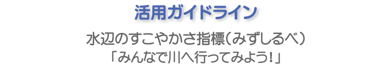 活用ガイドライン 水辺のすこやかさ指標（みずしるべ）「みんなで川へ行ってみよう！」