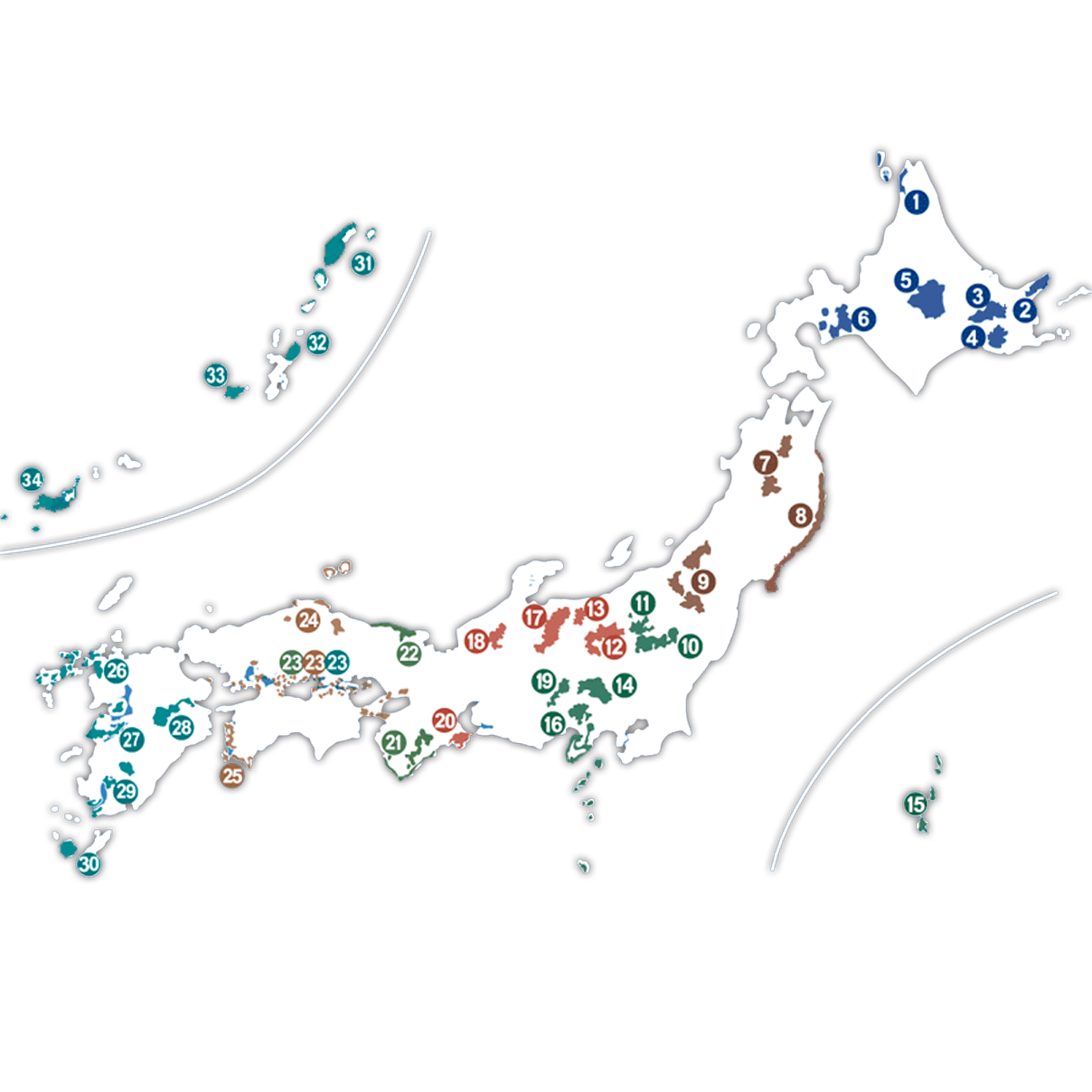 地圖:日本國立公園的分佈圖